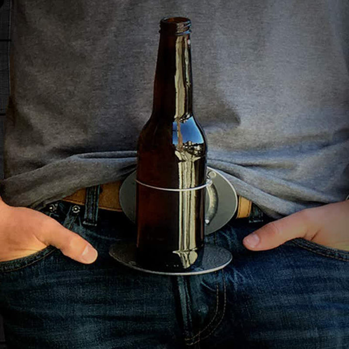 Cintura in pelle con fibbia porta birra creativa fai da te da uomo a forma di toro Longhorn
