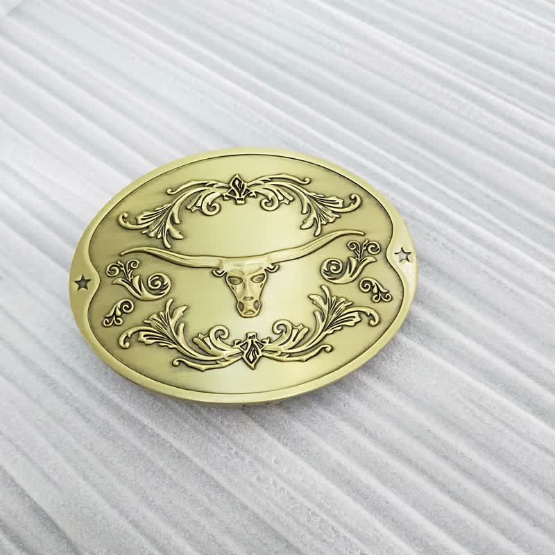 Cintura in pelle con fibbia porta birra creativa fai da te da uomo a forma di toro Longhorn
