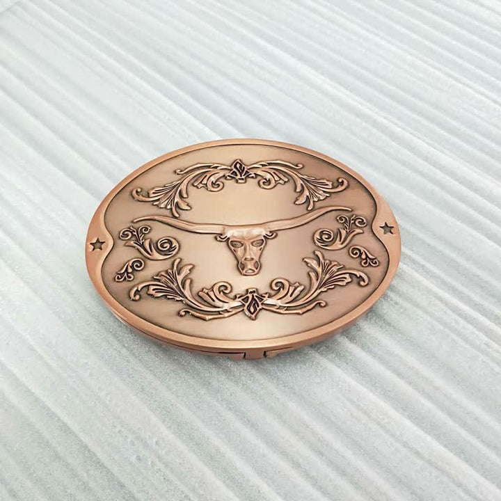 Cintura in pelle con fibbia porta birra creativa fai da te da uomo a forma di toro Longhorn
