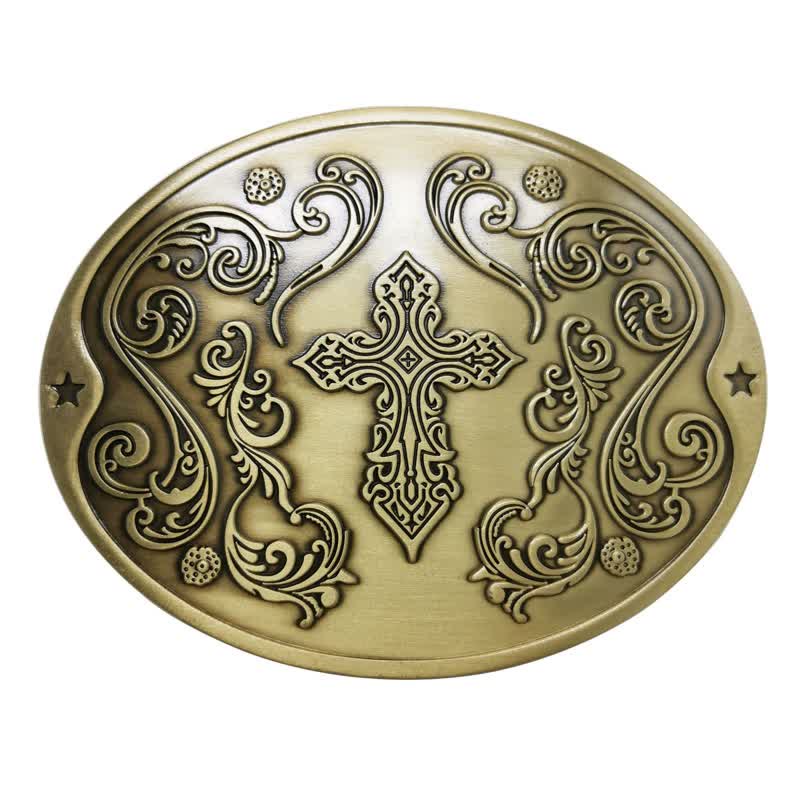 Cintura in pelle con fibbia porta birra creativa con incisione a croce fai da te da uomo - Bronzo antico - Senza cintura - Senza cintura - image 13