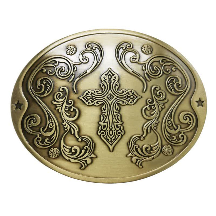 Cintura in pelle con fibbia porta birra creativa con incisione a croce fai da te da uomo - Bronzo antico - Senza cintura - Senza cintura - image 13
