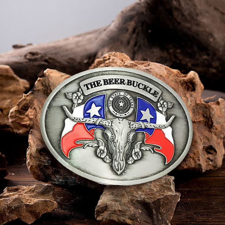 Cintura in pelle con fibbia porta birra creativa fai da te da uomo a forma di toro del selvaggio West