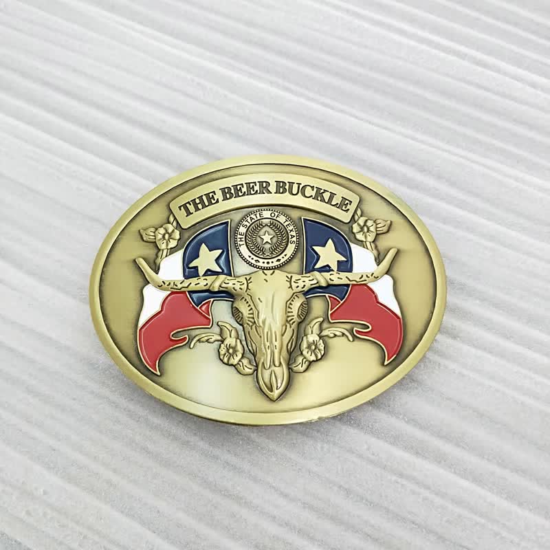 Cintura in pelle con fibbia porta birra creativa fai da te da uomo a forma di toro del selvaggio West
