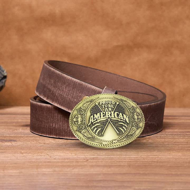 Cintura in pelle con fibbia porta birra creativa fai da te con doppia bandiera americana da uomo