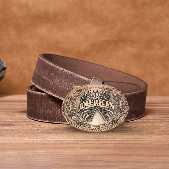 Cintura in pelle con fibbia porta birra creativa fai da te con doppia bandiera americana da uomo - Rame antico - Cintura marrone anticata - 42 - image 23