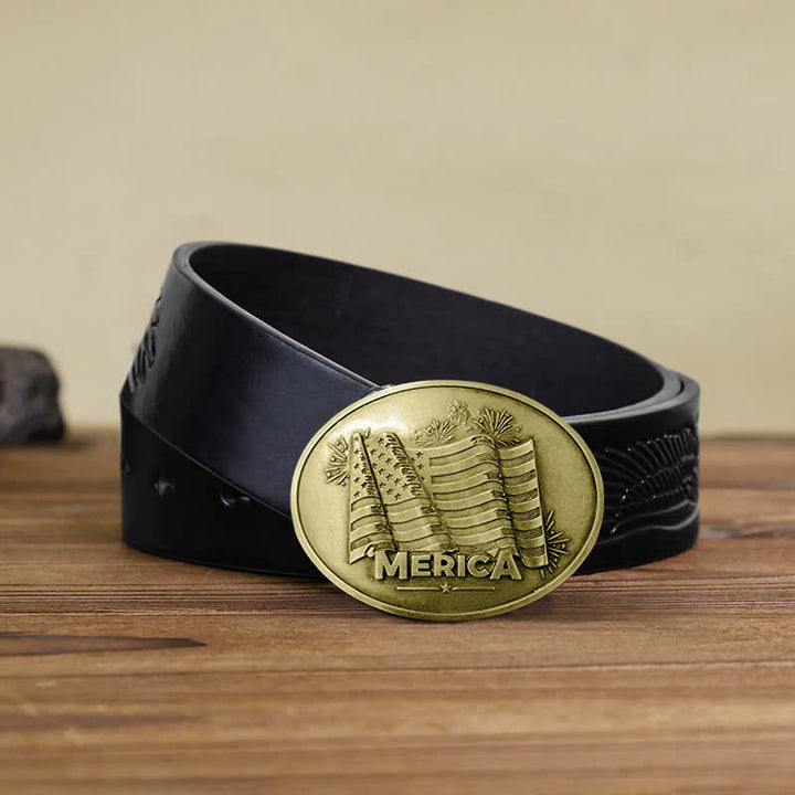 Cintura in pelle con fibbia porta birra creativa fai da te da uomo con bandiera Merica Pride - Bronzo antico - Cintura aquila nera in rilievo - 42 - image 14
