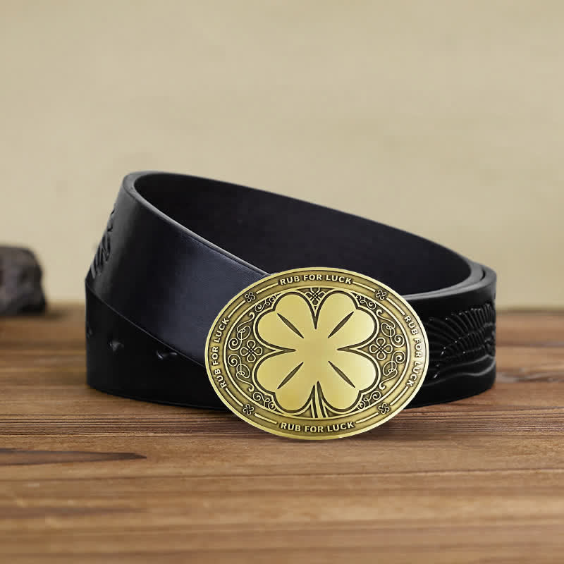 Cintura in pelle con fibbia porta birra creativo fai da te da uomo Rub For Luck
