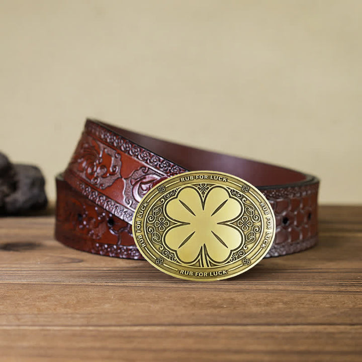 Cintura in pelle con fibbia porta birra creativo fai da te da uomo Rub For Luck