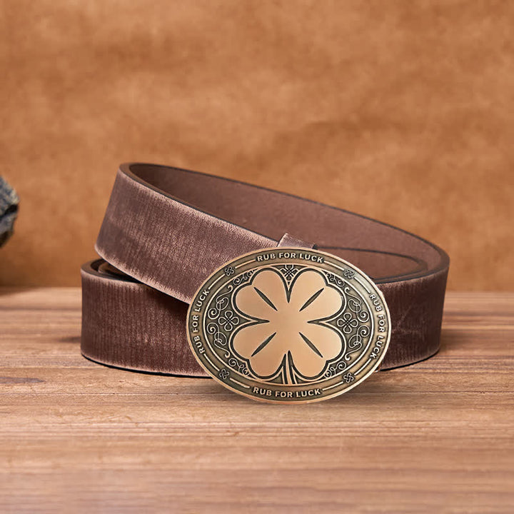 Cintura in pelle con fibbia porta birra creativo fai da te da uomo Rub For Luck