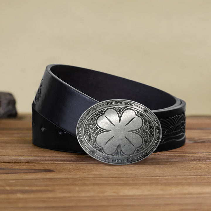 Cintura in pelle con fibbia porta birra creativo fai da te da uomo Rub For Luck