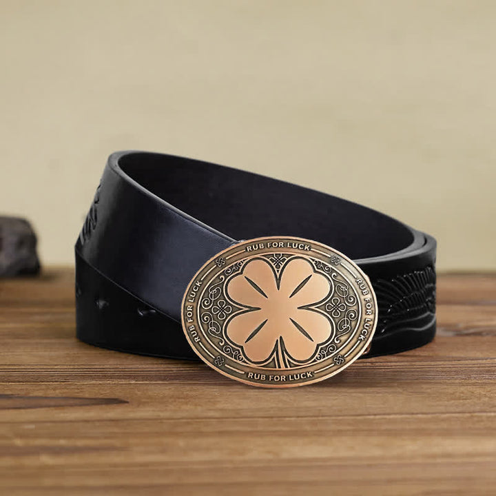 Cintura in pelle con fibbia porta birra creativo fai da te da uomo Rub For Luck