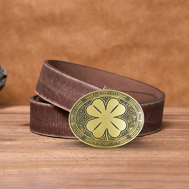 Cintura in pelle con fibbia porta birra creativo fai da te da uomo Rub For Luck