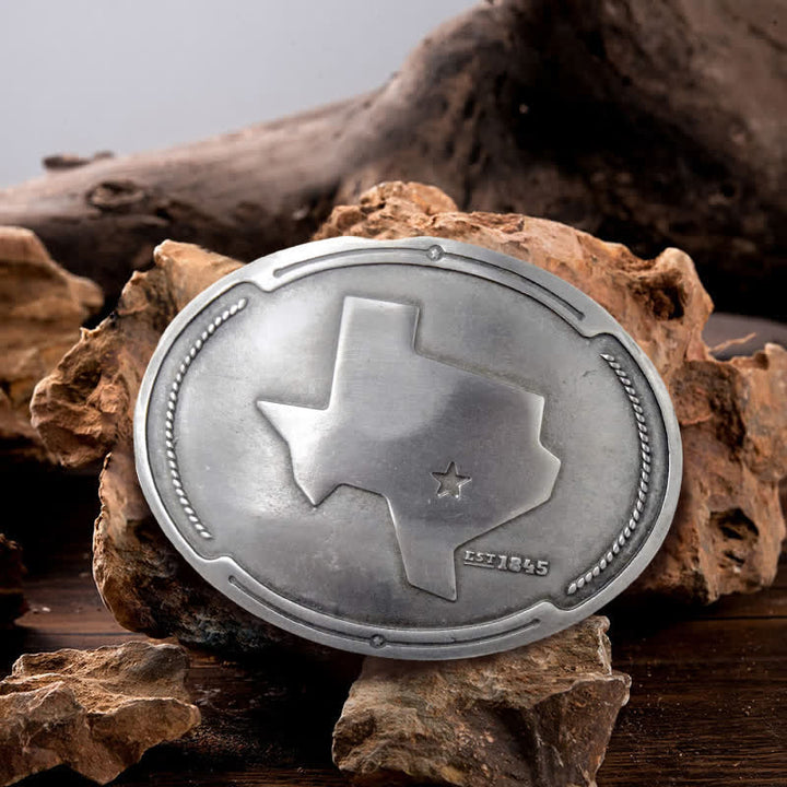Cintura in pelle con fibbia porta birra creativa fai da te con mappa dello stato del Texas da uomo