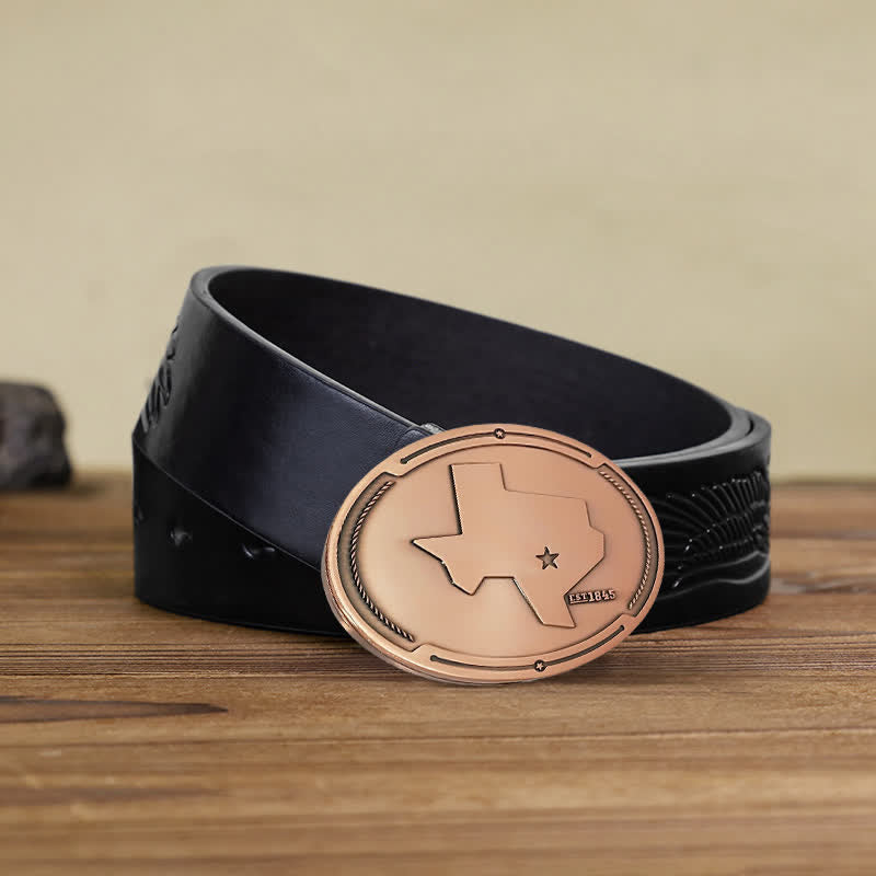 Cintura in pelle con fibbia porta birra creativa fai da te con mappa dello stato del Texas da uomo