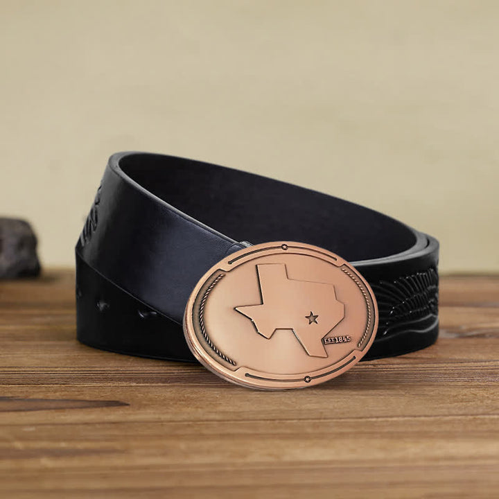 Cintura in pelle con fibbia porta birra creativa fai da te con mappa dello stato del Texas da uomo