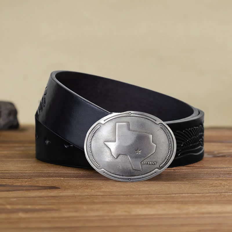 Cintura in pelle con fibbia porta birra creativa fai da te con mappa dello stato del Texas da uomo