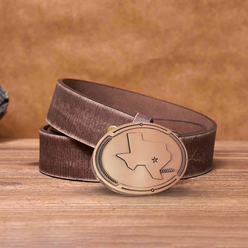 Cintura in pelle con fibbia porta birra creativa fai da te con mappa dello stato del Texas da uomo