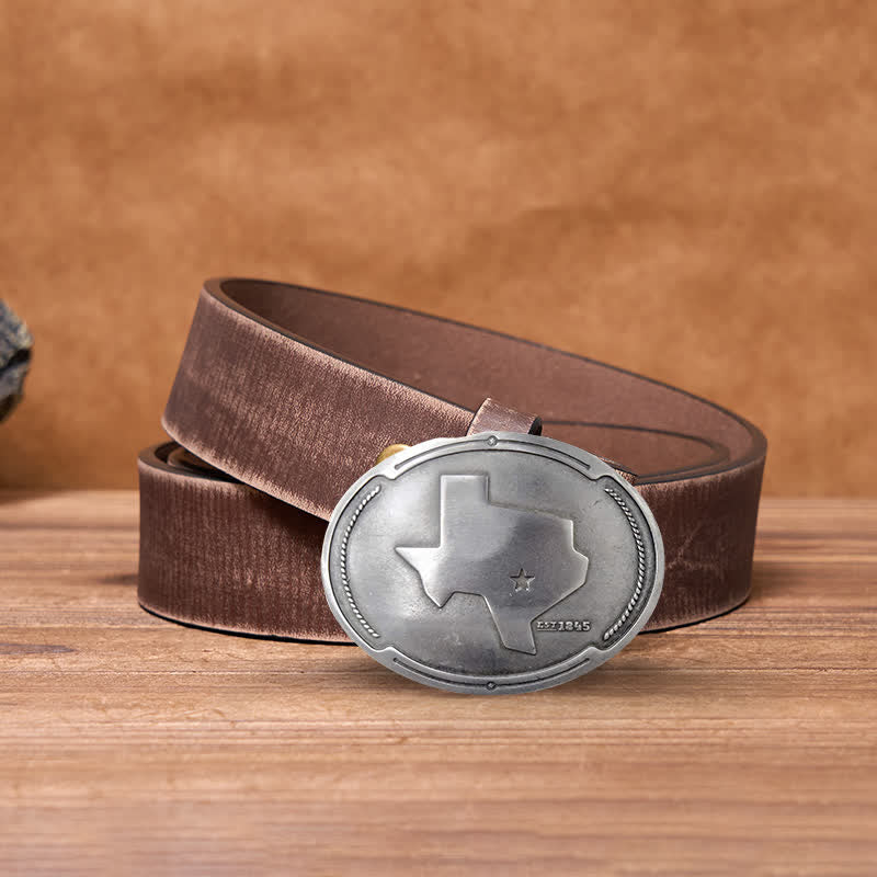 Cintura in pelle con fibbia porta birra creativa fai da te con mappa dello stato del Texas da uomo