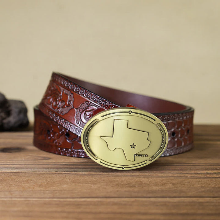 Cintura in pelle con fibbia porta birra creativa fai da te con mappa dello stato del Texas da uomo