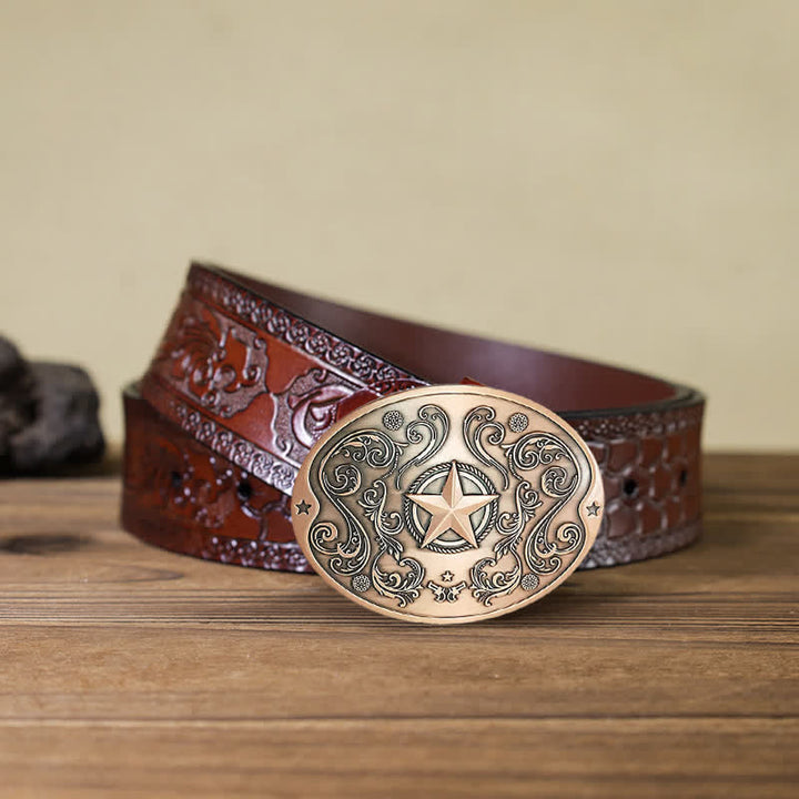 Cintura in pelle con fibbia porta birra creativa fai da te Western Star da uomo