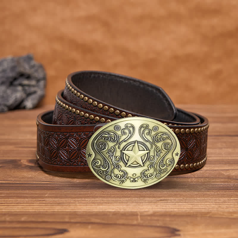 Cintura in pelle con fibbia porta birra creativa fai da te Western Star da uomo