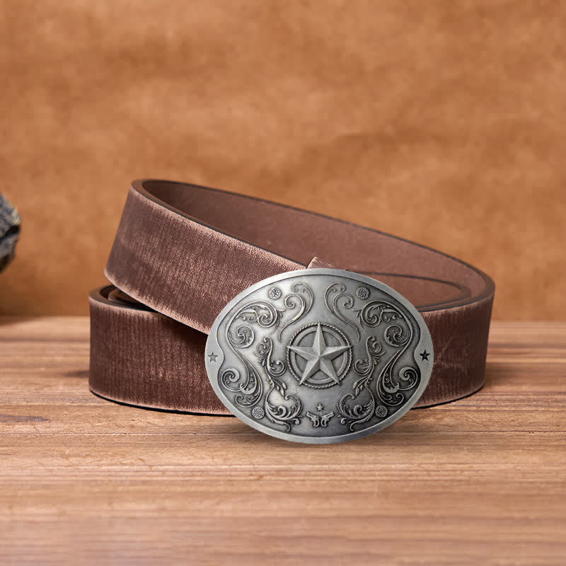 Cintura in pelle con fibbia porta birra creativa fai da te Western Star da uomo - Argento antico - Cintura marrone anticata - 42 - image 11