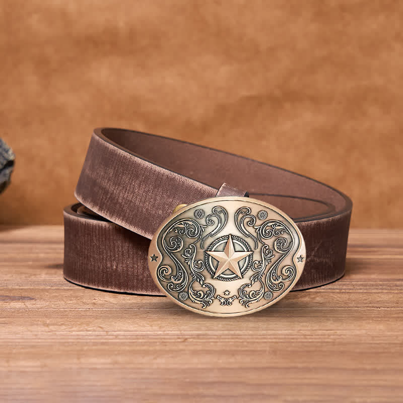 Cintura in pelle con fibbia porta birra creativa fai da te Western Star da uomo