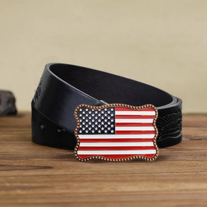 Cintura in pelle con fibbia per portafoglio con bandiera americana fai da te creativo da uomo