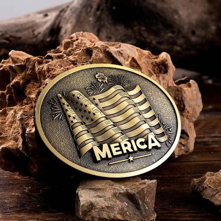 Cintura in pelle con fibbia in stile Texas con bandiera nativa americana fai da te da uomo