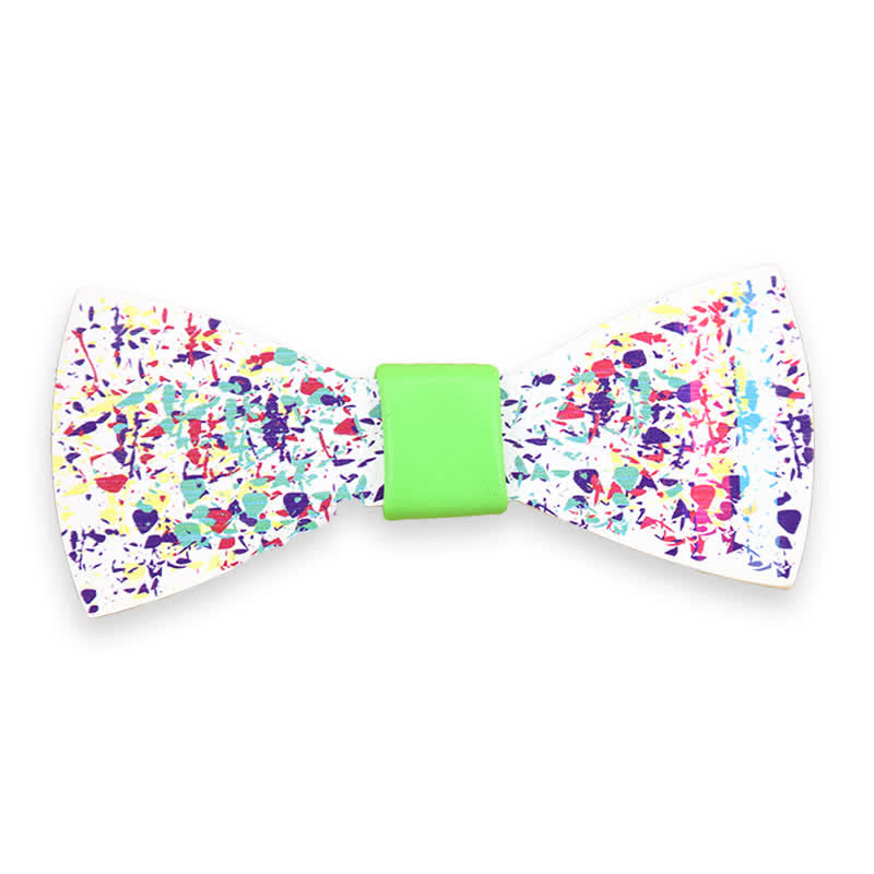 Papillon in legno con schizzi di vernice artistica da uomo