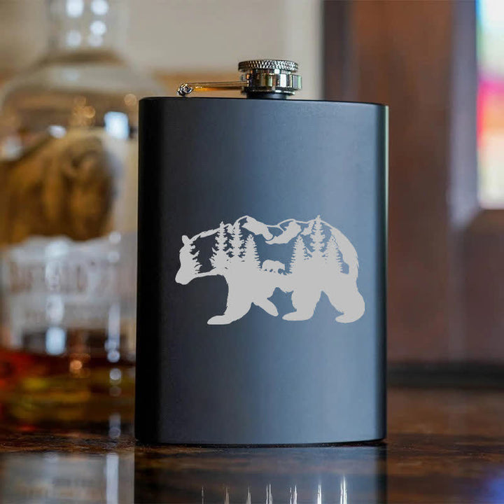 Borraccia portatile in acciaio inossidabile con motivo laser Bear Mountains da 3-8 oz - image 6