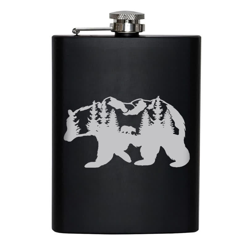 Borraccia portatile in acciaio inossidabile con motivo laser Bear Mountains da 3-8 oz - image 8