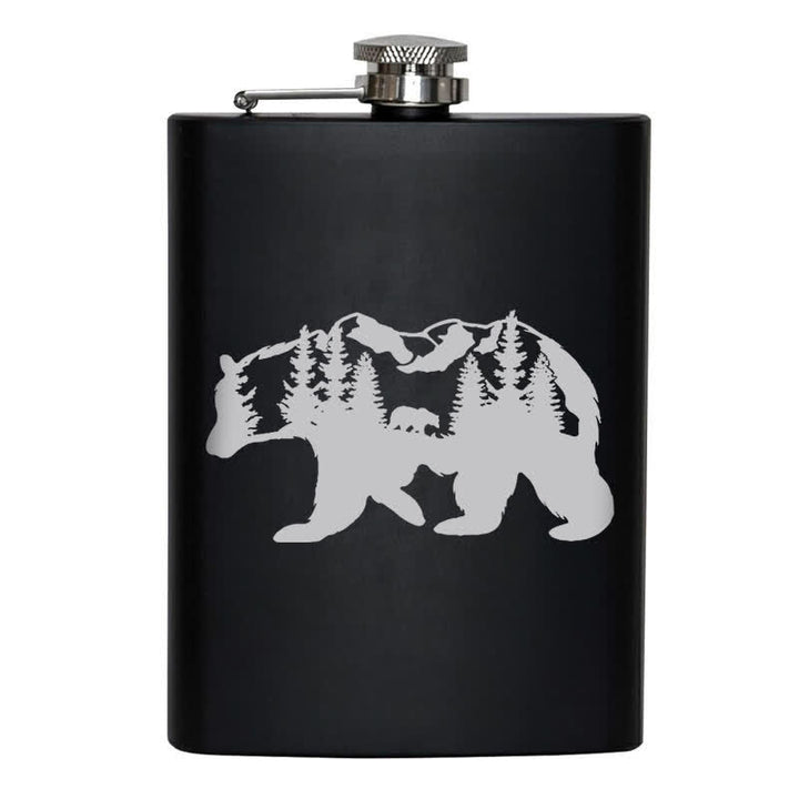 Borraccia portatile in acciaio inossidabile con motivo laser Bear Mountains da 3-8 oz - image 8