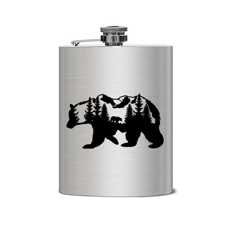 Borraccia portatile in acciaio inossidabile con motivo laser Bear Mountains da 3-8 oz - image 1