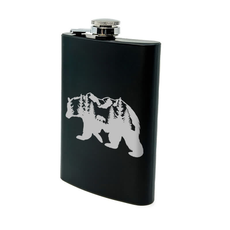 Borraccia portatile in acciaio inossidabile con motivo laser Bear Mountains da 3-8 oz - image 9