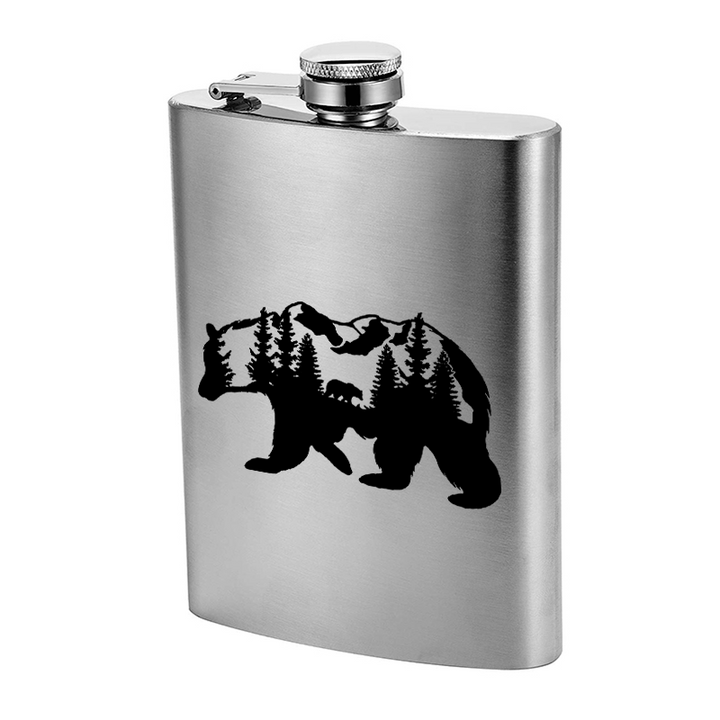 Borraccia portatile in acciaio inossidabile con motivo laser Bear Mountains da 3-8 oz - image 4