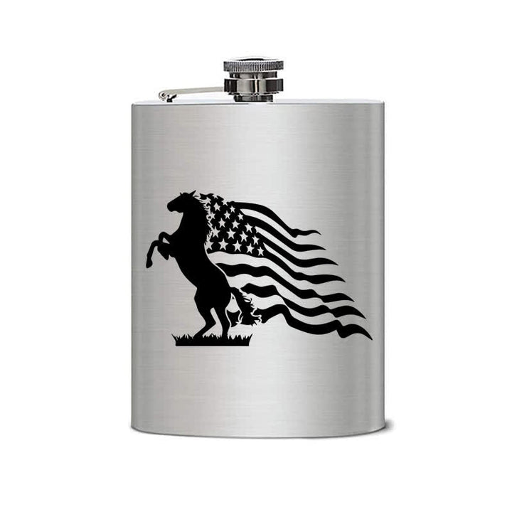 Borraccia portatile in acciaio inossidabile con motivo laser a bandiera USA da 3-8 oz - image 1