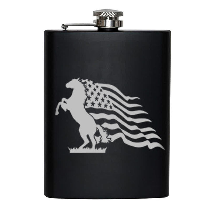 Borraccia portatile in acciaio inossidabile con motivo laser a bandiera USA da 3-8 oz - image 8