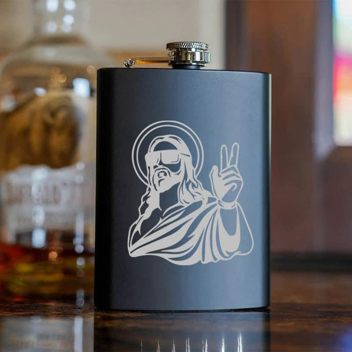 Borraccia portatile in acciaio inossidabile con motivo laser "Gesù freddo" da 3-8 oz - image 6