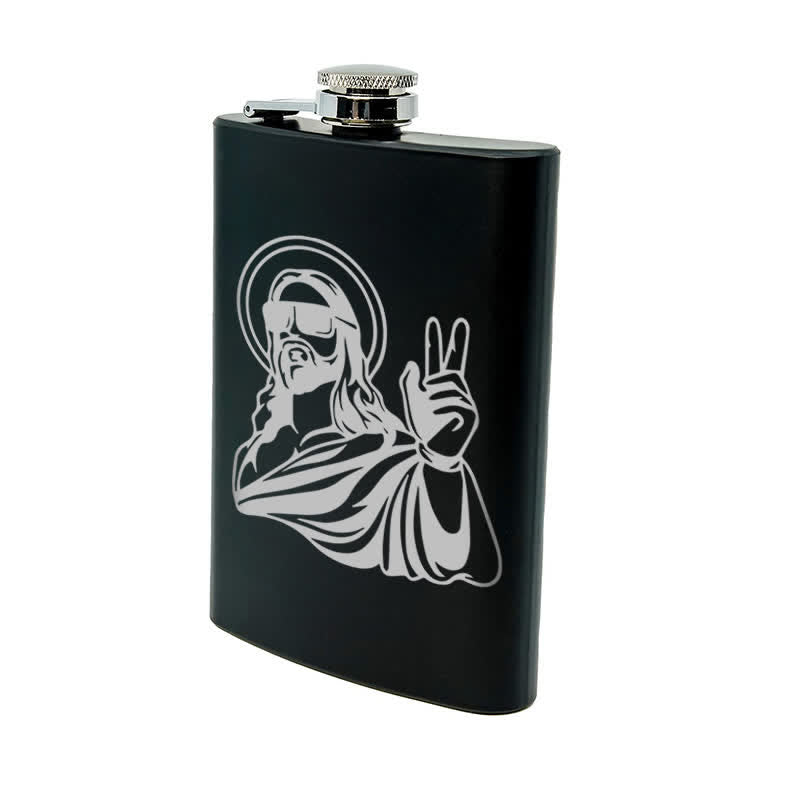 Borraccia portatile in acciaio inossidabile con motivo laser "Gesù freddo" da 3-8 oz - image 9