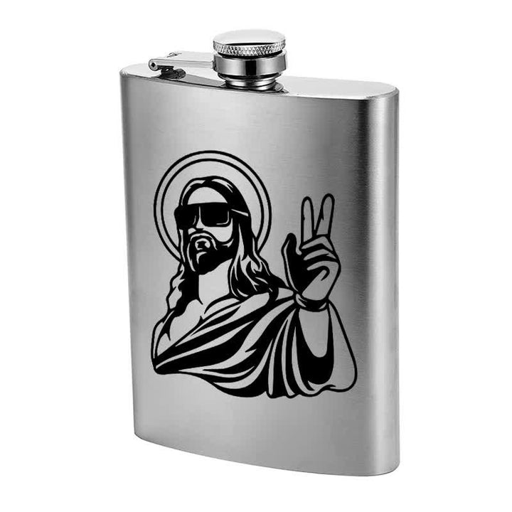 Borraccia portatile in acciaio inossidabile con motivo laser "Gesù freddo" da 3-8 oz - image 4