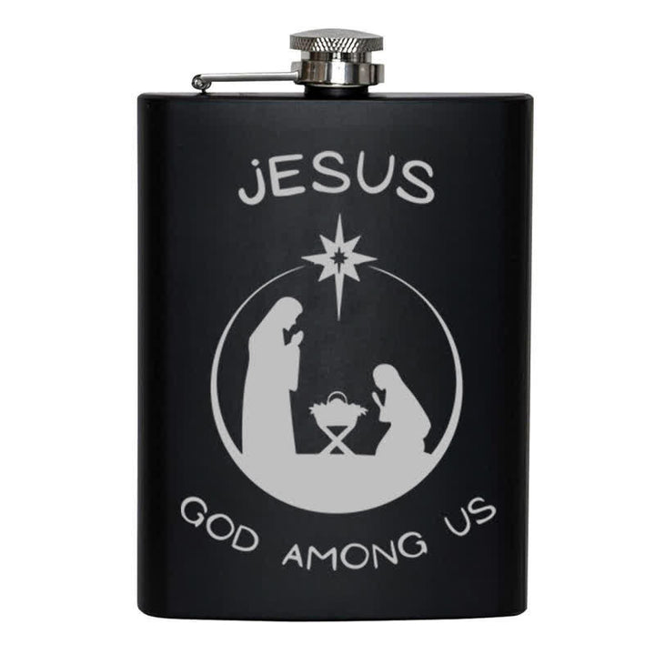 Borraccia portatile in acciaio inossidabile con motivo laser Natività da 3-8 oz - image 8