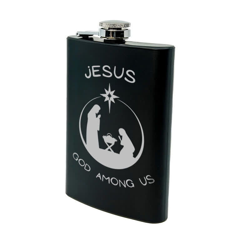 Borraccia portatile in acciaio inossidabile con motivo laser Natività da 3-8 oz - image 9