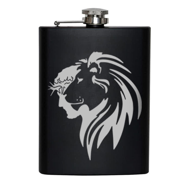 Borraccia portatile in acciaio inossidabile con motivo laser a testa di leone di Gesù Cristo da 3-8 oz - image 8
