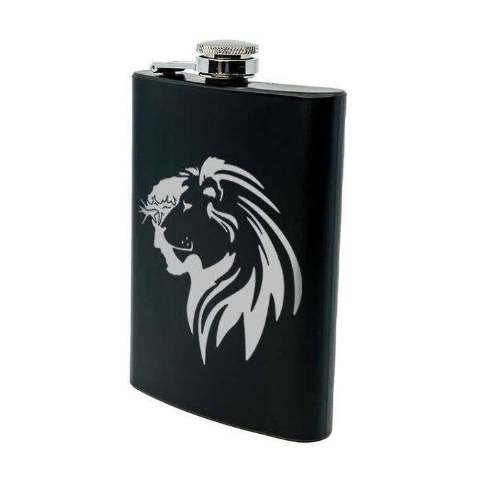 Borraccia portatile in acciaio inossidabile con motivo laser a testa di leone di Gesù Cristo da 3-8 oz - image 9
