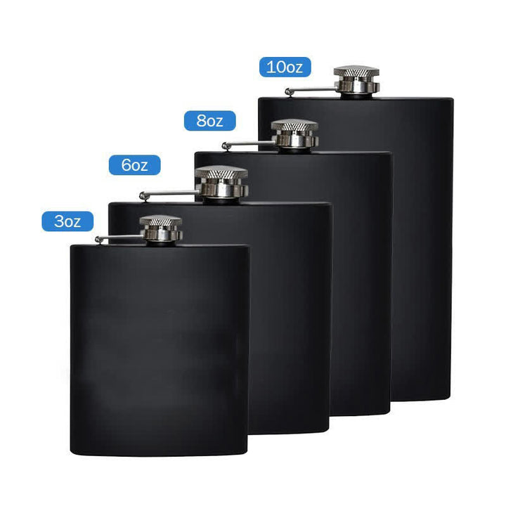 Borraccia portatile personalizzata incisa nera opaca da 3-10 oz