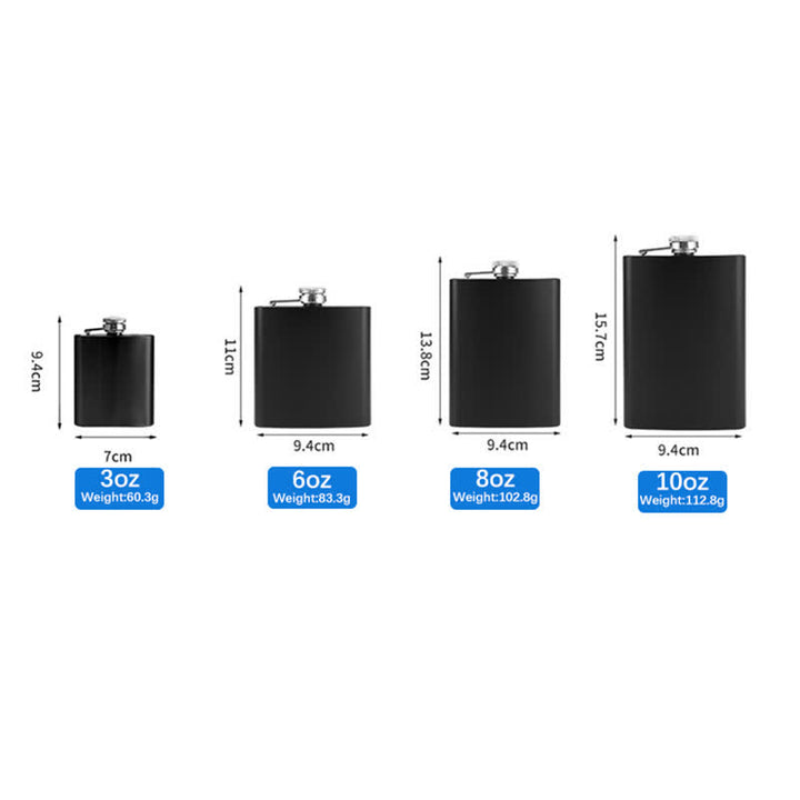 Borraccia portatile personalizzata incisa nera opaca da 3-10 oz