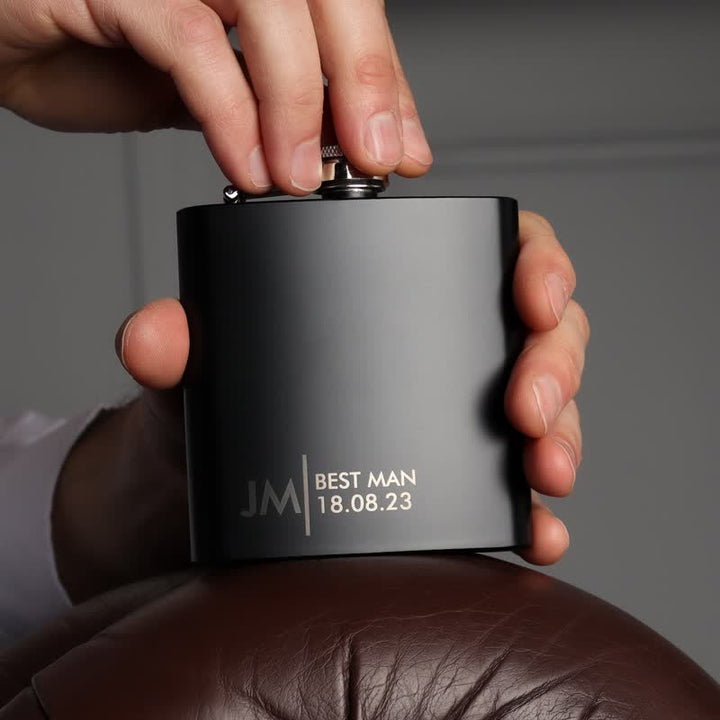 Borraccia portatile personalizzata incisa nera opaca da 3-10 oz