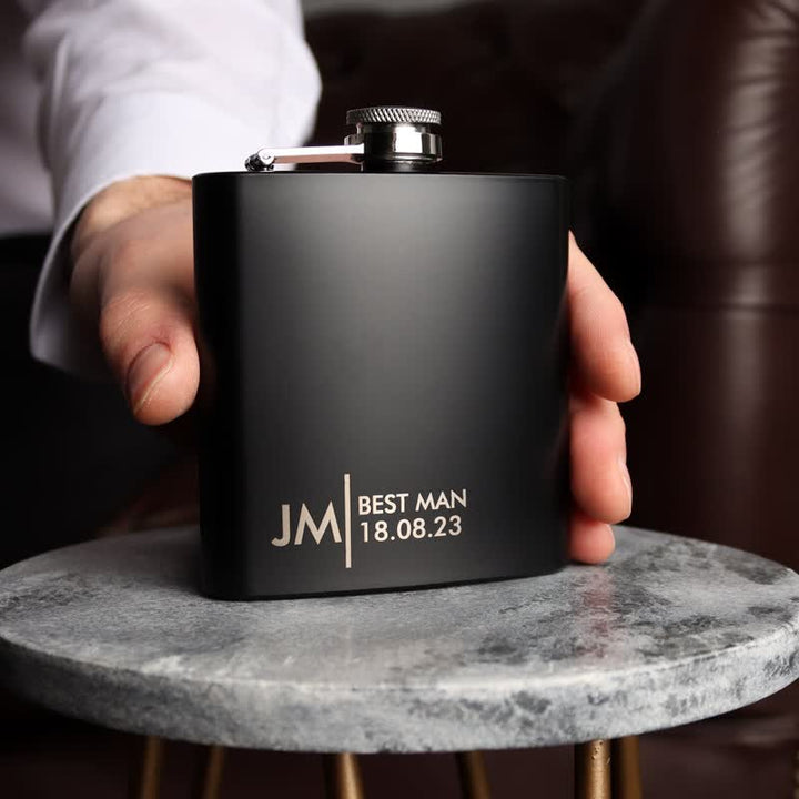 Borraccia portatile personalizzata incisa nera opaca da 3-10 oz