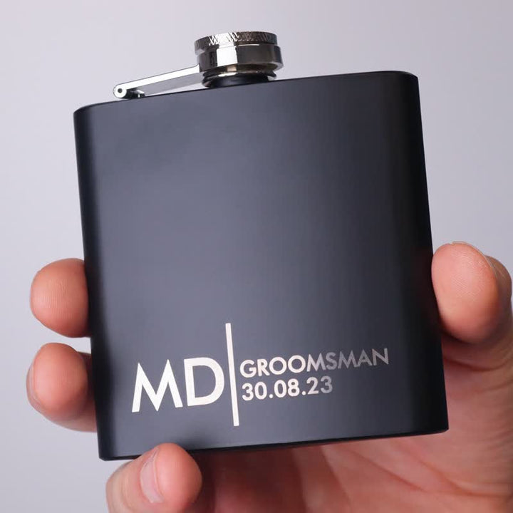 Borraccia portatile personalizzata incisa nera opaca da 3-10 oz